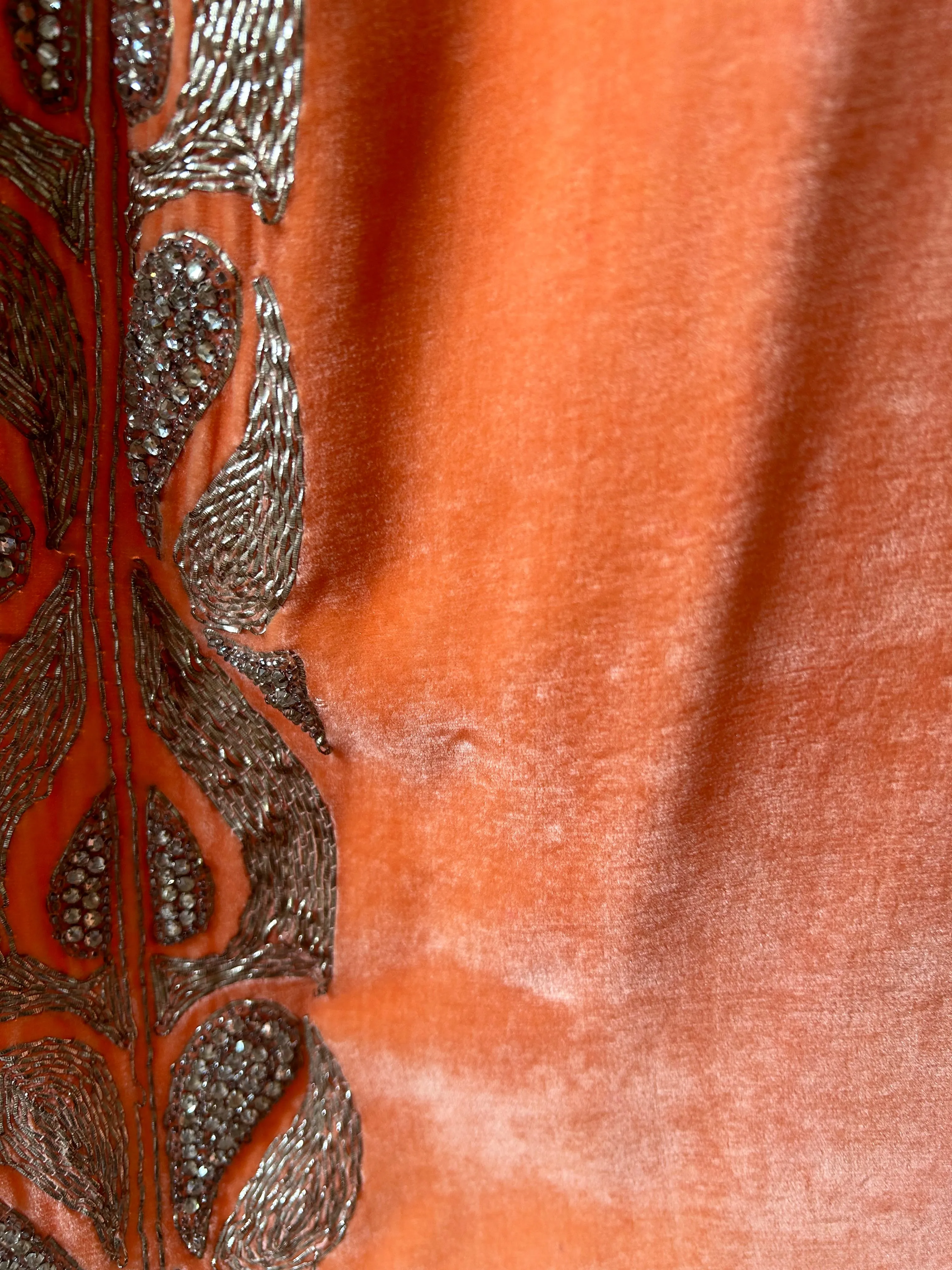 1920s beaded diamanté silk velvet gown . vintage 20s dress . size xs to small