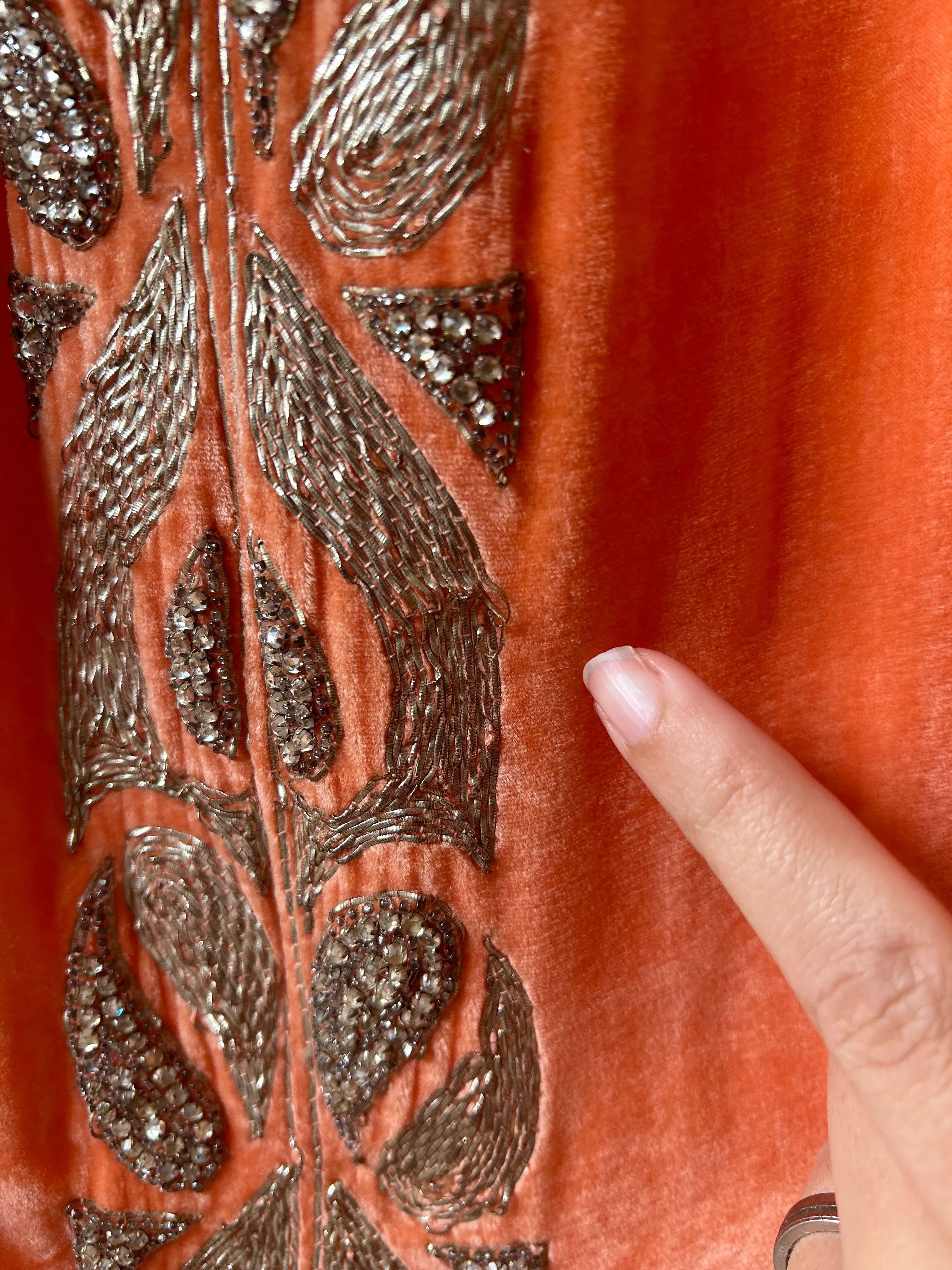 1920s beaded diamanté silk velvet gown . vintage 20s dress . size xs to small