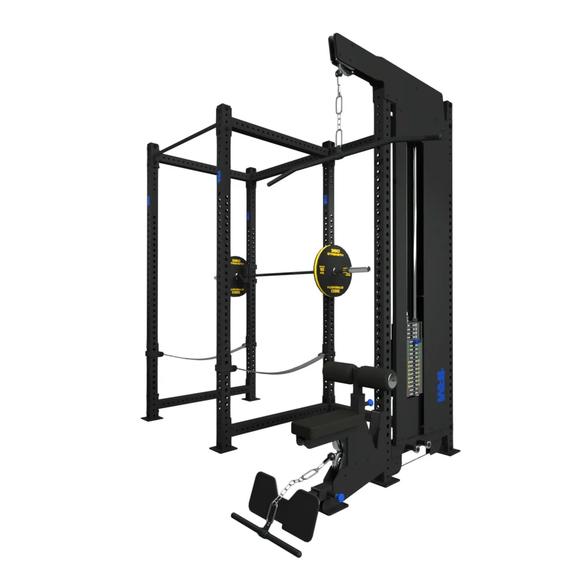 1RM Obsidian Power Rack with Ebony Lat Machine