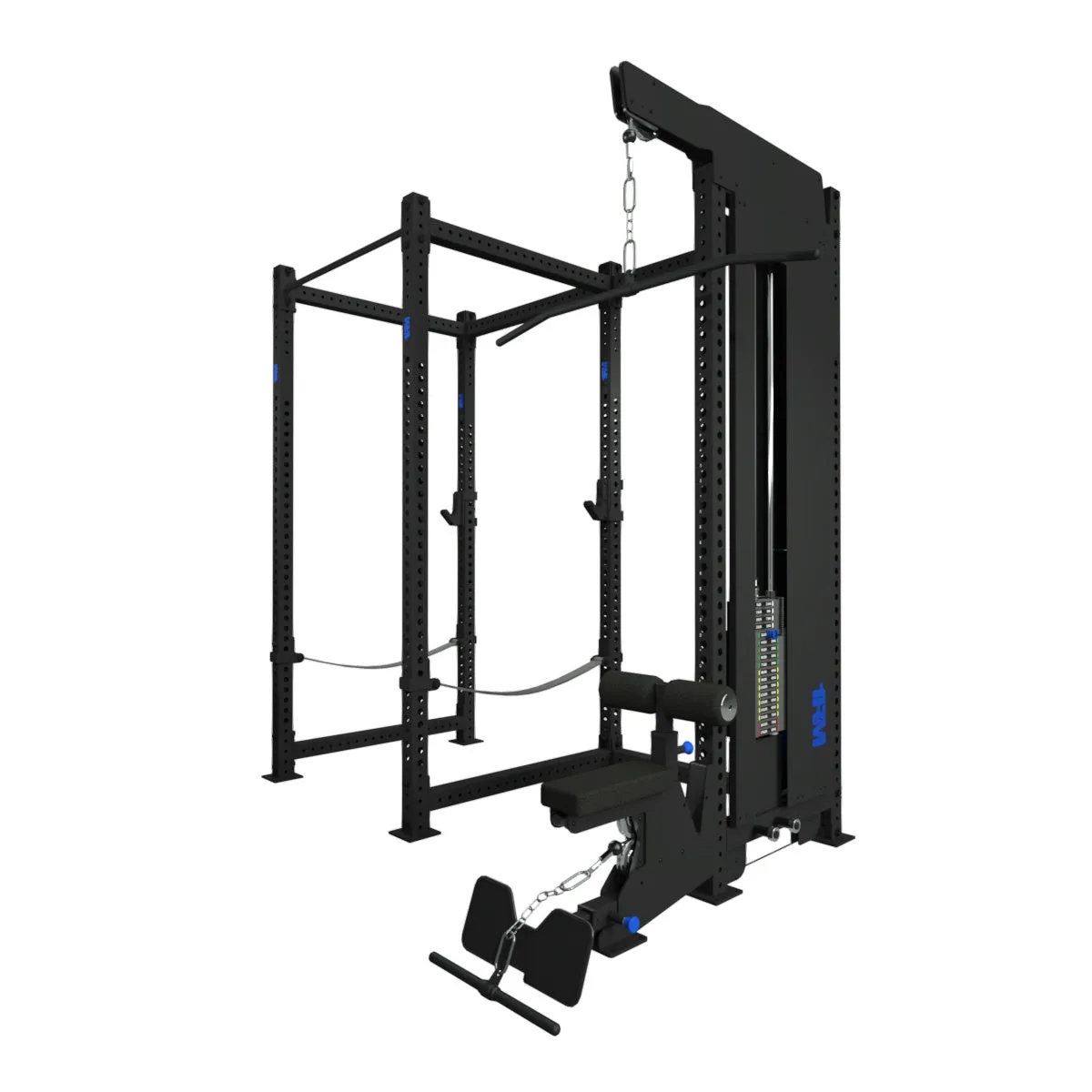 1RM Obsidian Power Rack with Ebony Lat Machine