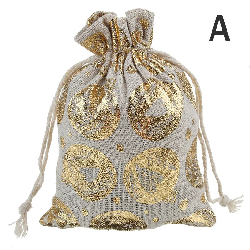 50Pcs 6 Styles Gift Bags Christmas Candy Pouches Drawstring Wedding Party Gift