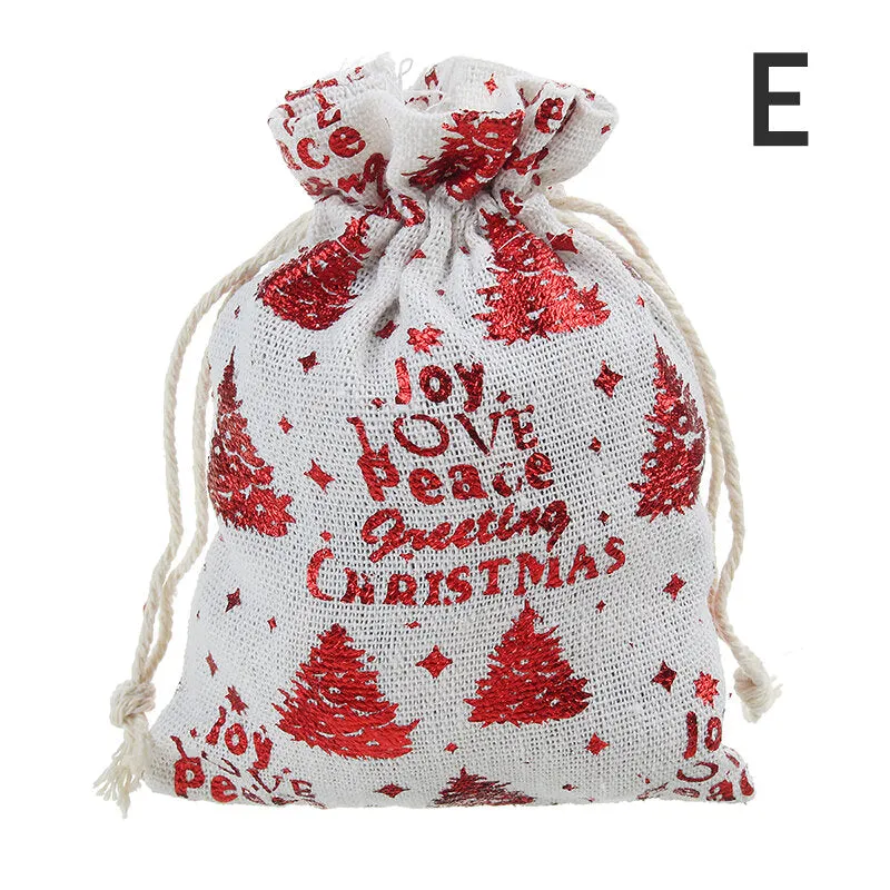50Pcs 6 Styles Gift Bags Christmas Candy Pouches Drawstring Wedding Party Gift