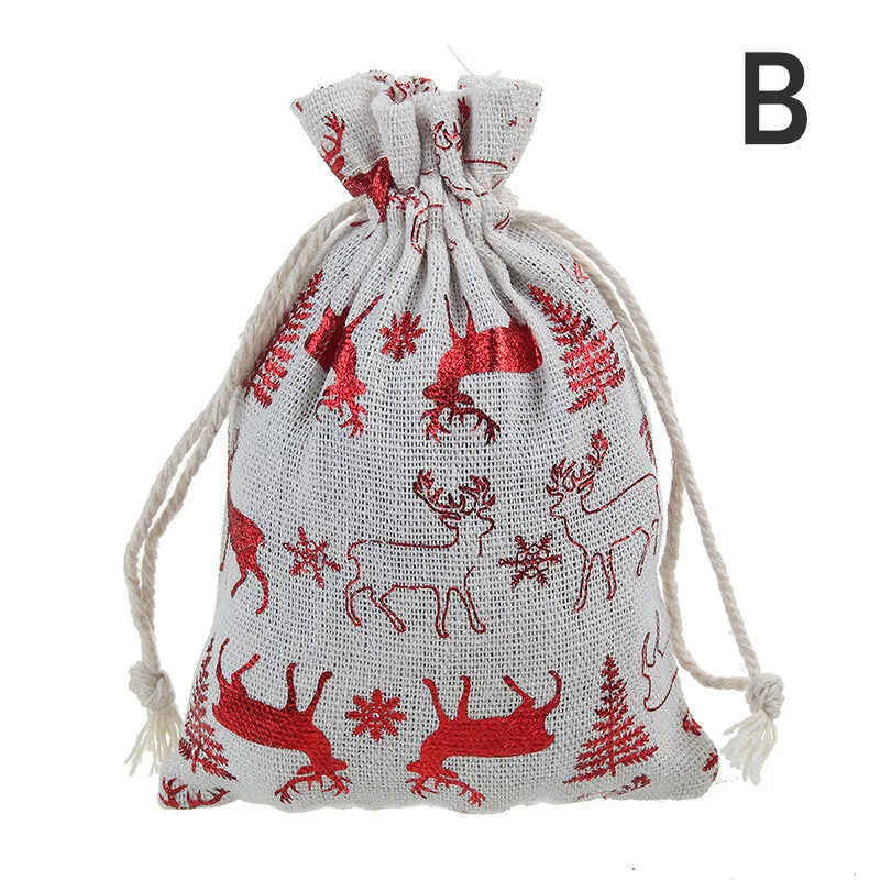 50Pcs 6 Styles Gift Bags Christmas Candy Pouches Drawstring Wedding Party Gift