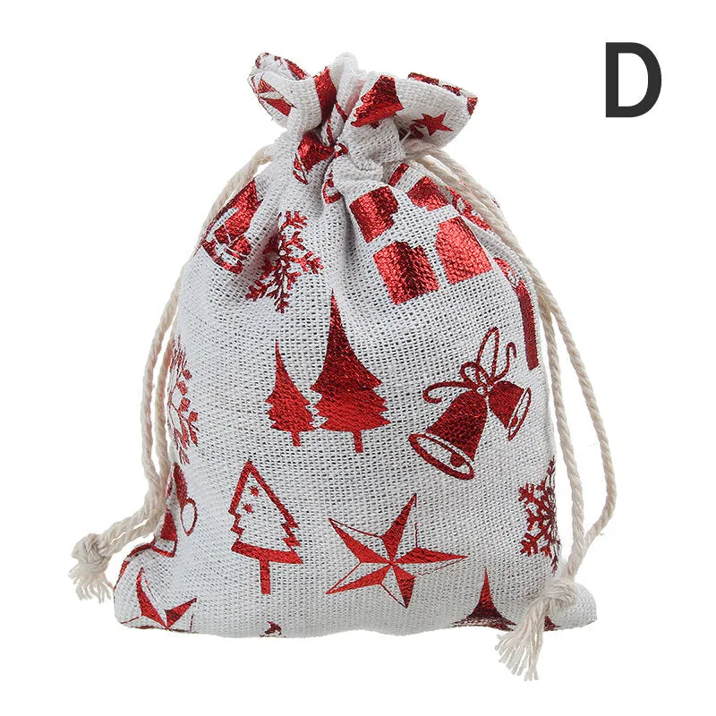 50Pcs 6 Styles Gift Bags Christmas Candy Pouches Drawstring Wedding Party Gift