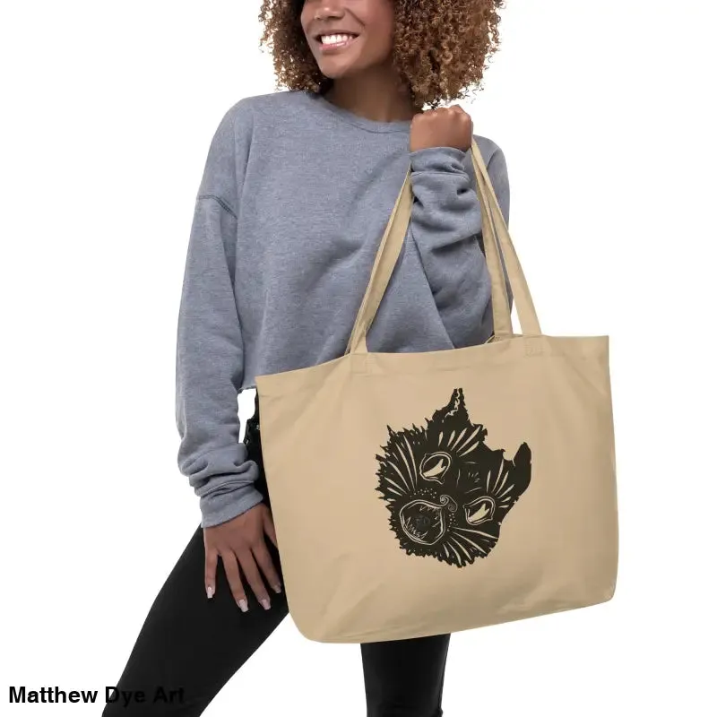 Ah Kitty Large Organic Cotton Tote | Haul Your Spooky Vibes in Style