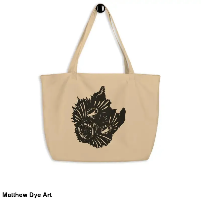 Ah Kitty Large Organic Cotton Tote | Haul Your Spooky Vibes in Style