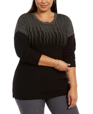 Alfani Plus Size Sparkle Shoulder Sweater