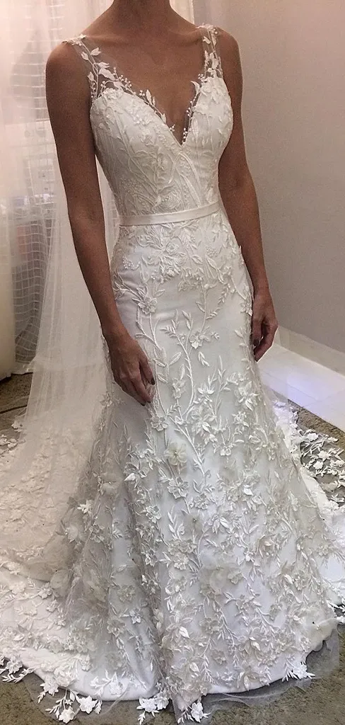 Anneprom Sheath Sleeveless Backless Ivory Lace Ristic Wedding Dresses APW0294
