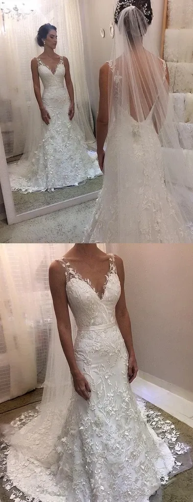 Anneprom Sheath Sleeveless Backless Ivory Lace Ristic Wedding Dresses APW0294