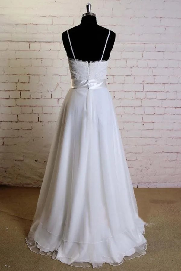 Anneprom V-Neck Sweep Train Satin Appliques Beading Wedding Dresses  APW0174