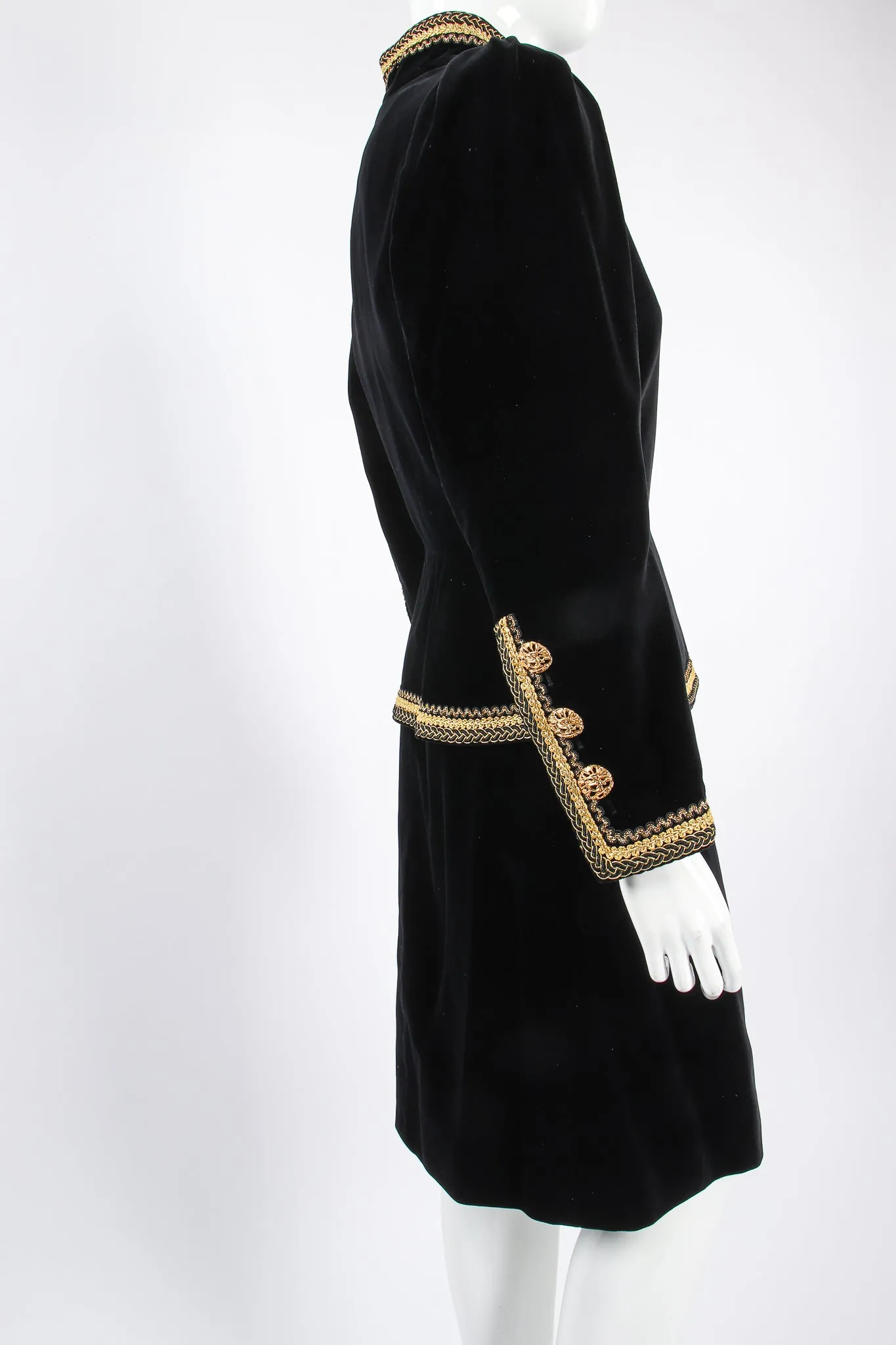 Braid Trim Velvet Jacket & Skirt Set
