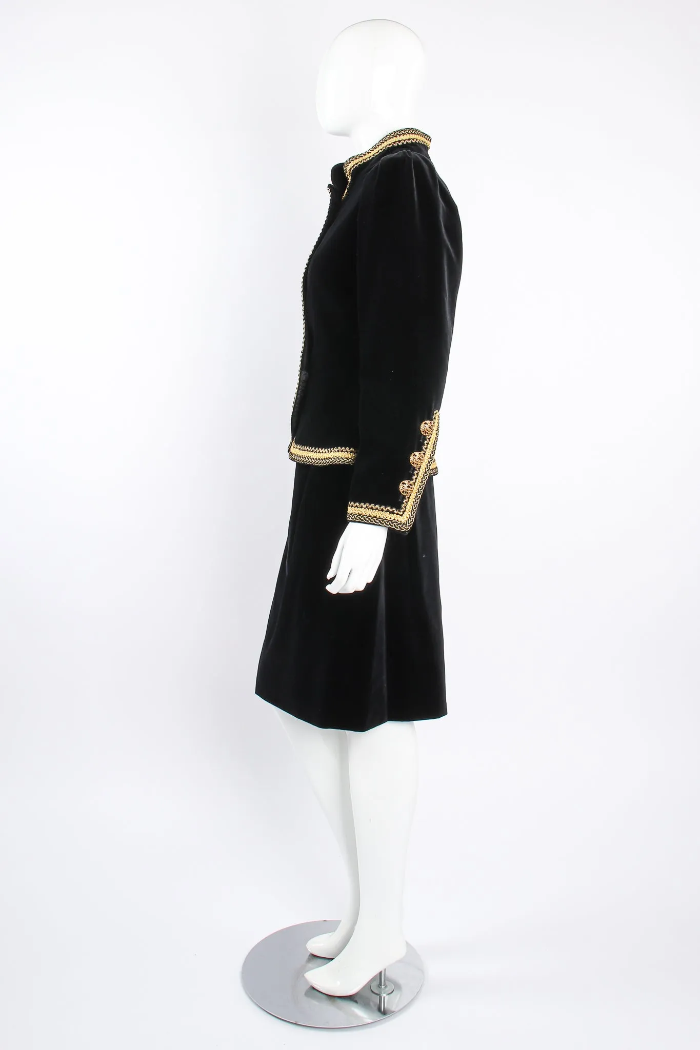 Braid Trim Velvet Jacket & Skirt Set