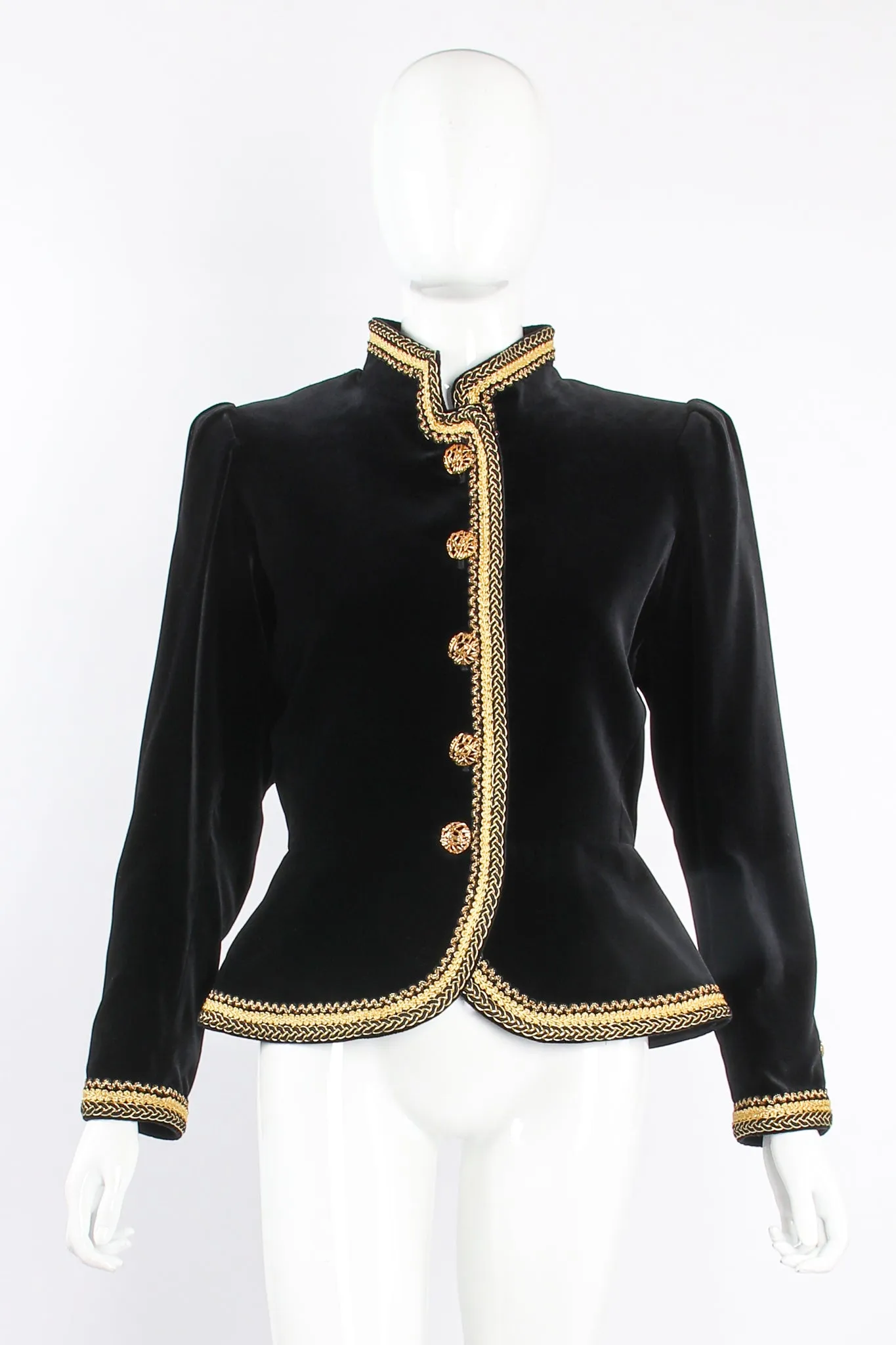 Braid Trim Velvet Jacket & Skirt Set