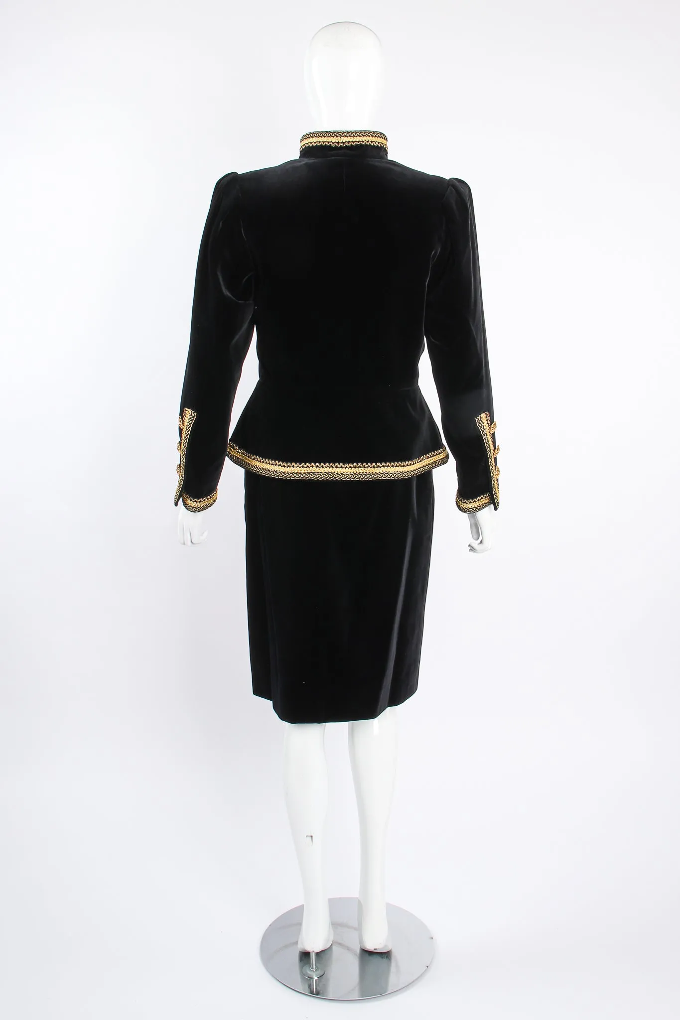Braid Trim Velvet Jacket & Skirt Set