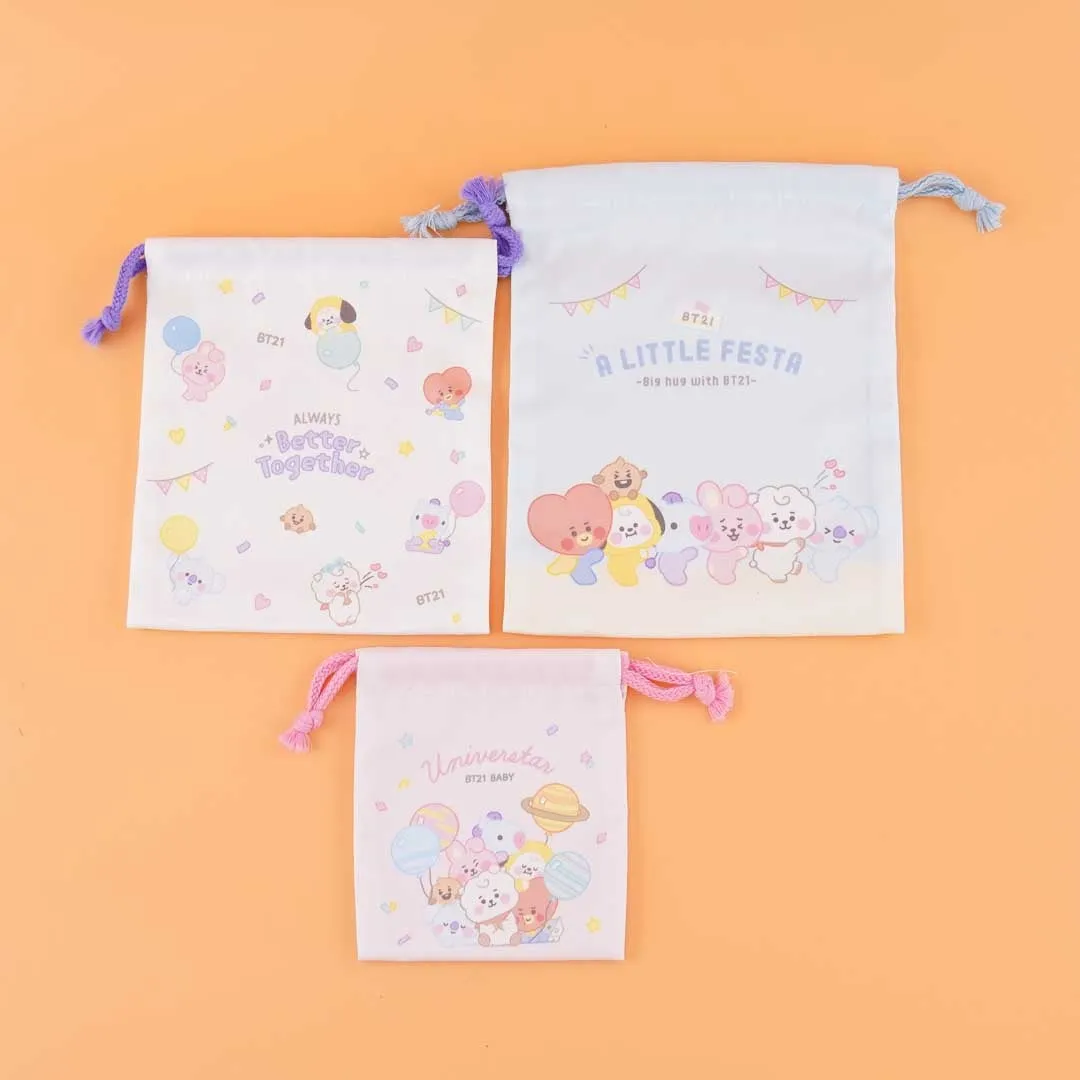 BT21 Baby Festa Drawstring Pouch Set - 3 pcs