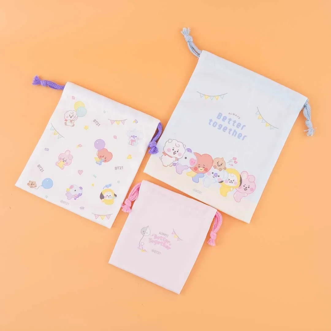BT21 Baby Festa Drawstring Pouch Set - 3 pcs