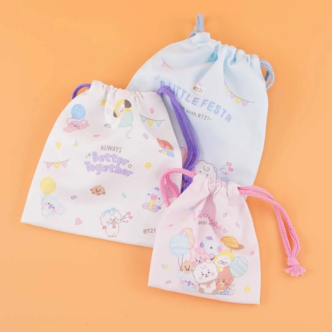 BT21 Baby Festa Drawstring Pouch Set - 3 pcs