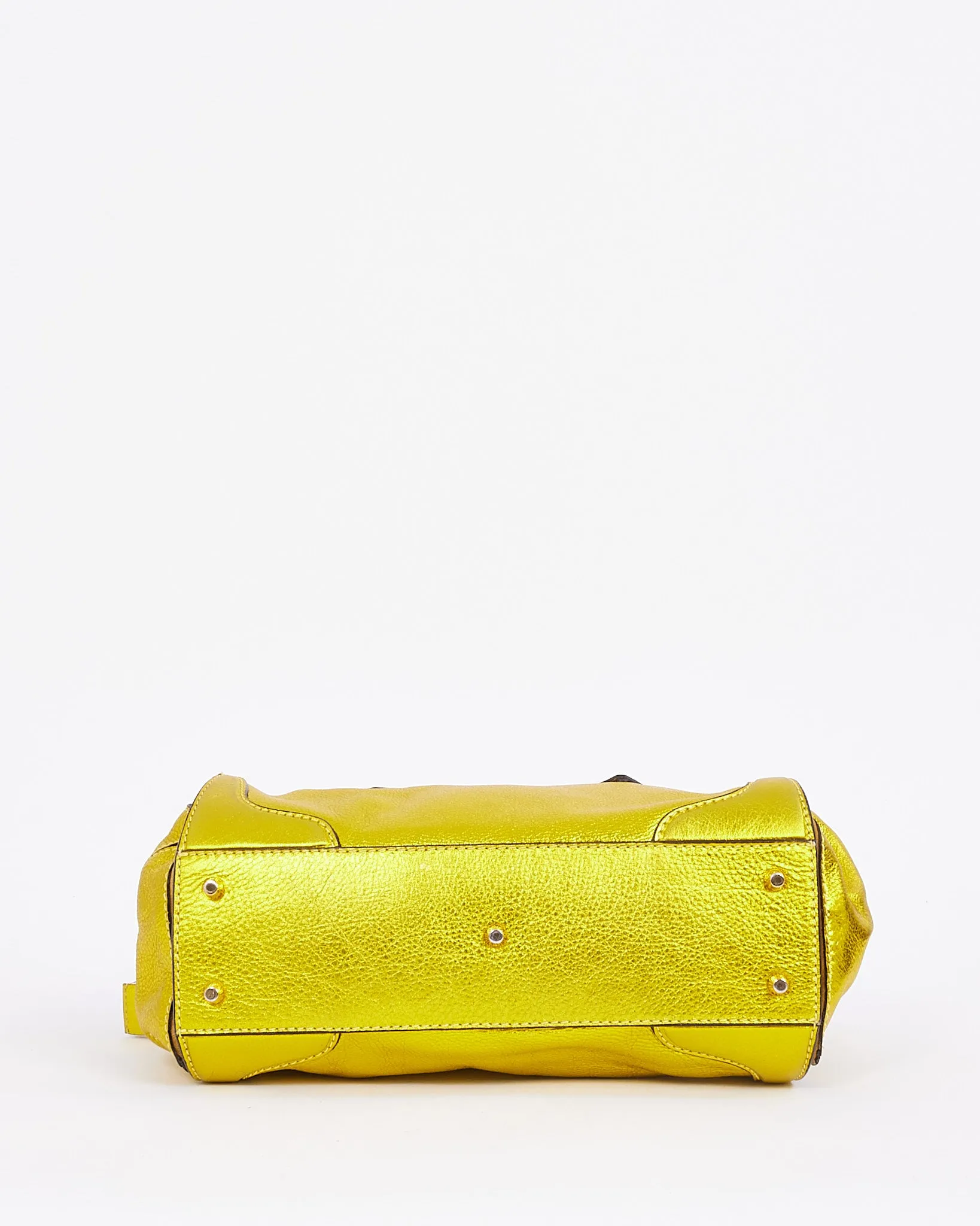 Burberry Metallic Yellow Grained Leather Prorsum Bag
