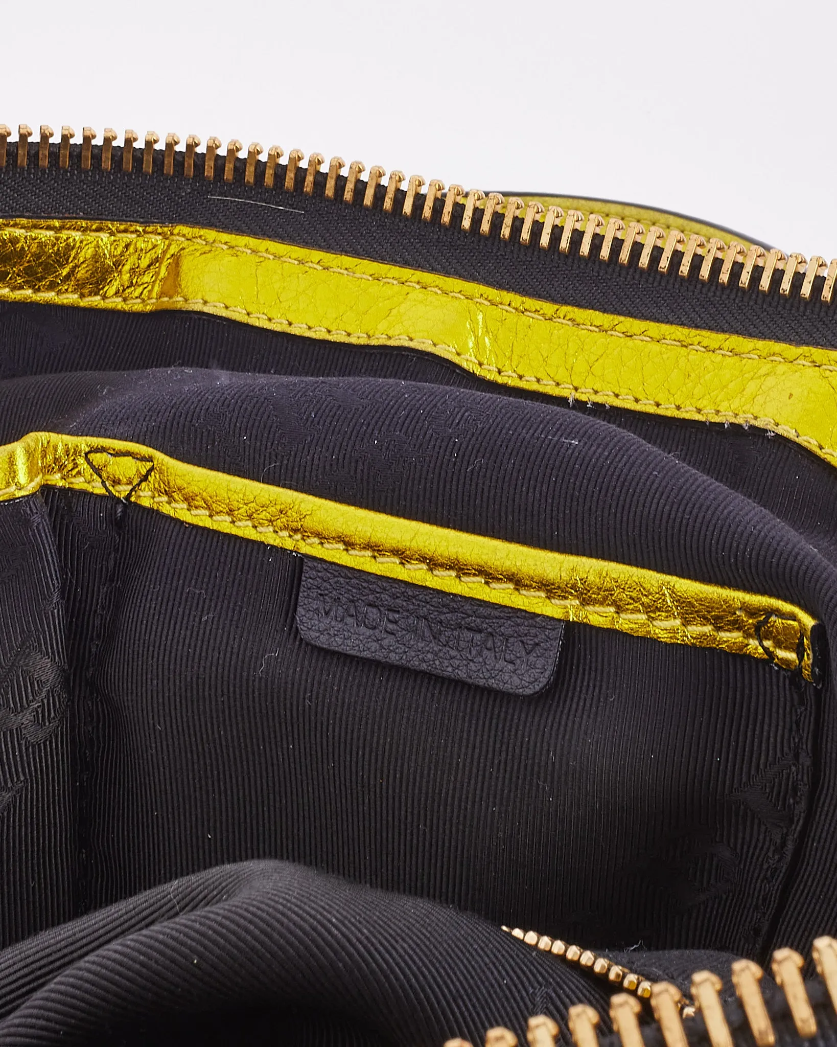 Burberry Metallic Yellow Grained Leather Prorsum Bag