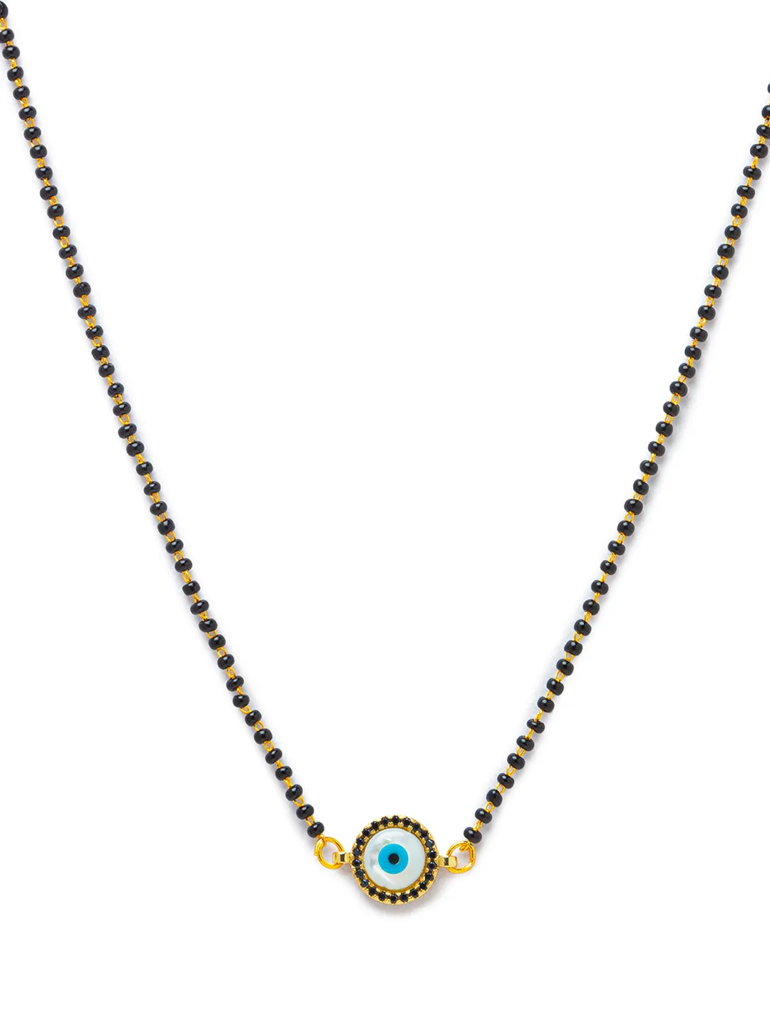 Combo Set of 2 Evil Eye Mangalsutra Designs Gold Plated Americal Diamond Pendant