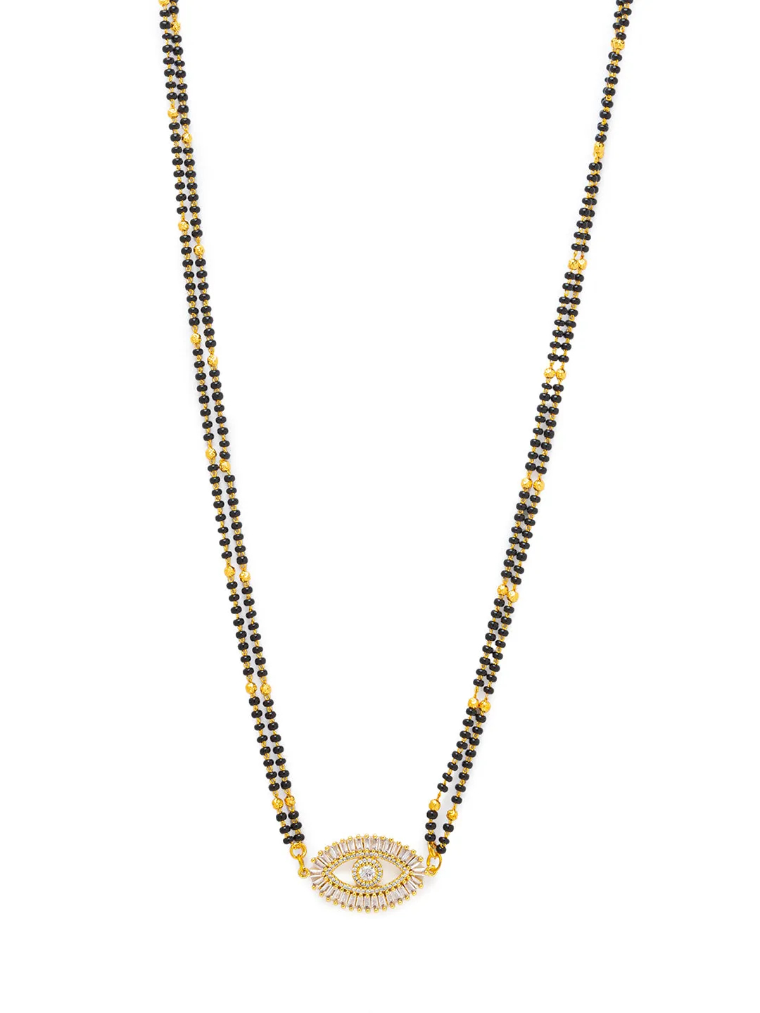 Combo Set of 2 Evil Eye Mangalsutra Designs Gold Plated Americal Diamond Pendant