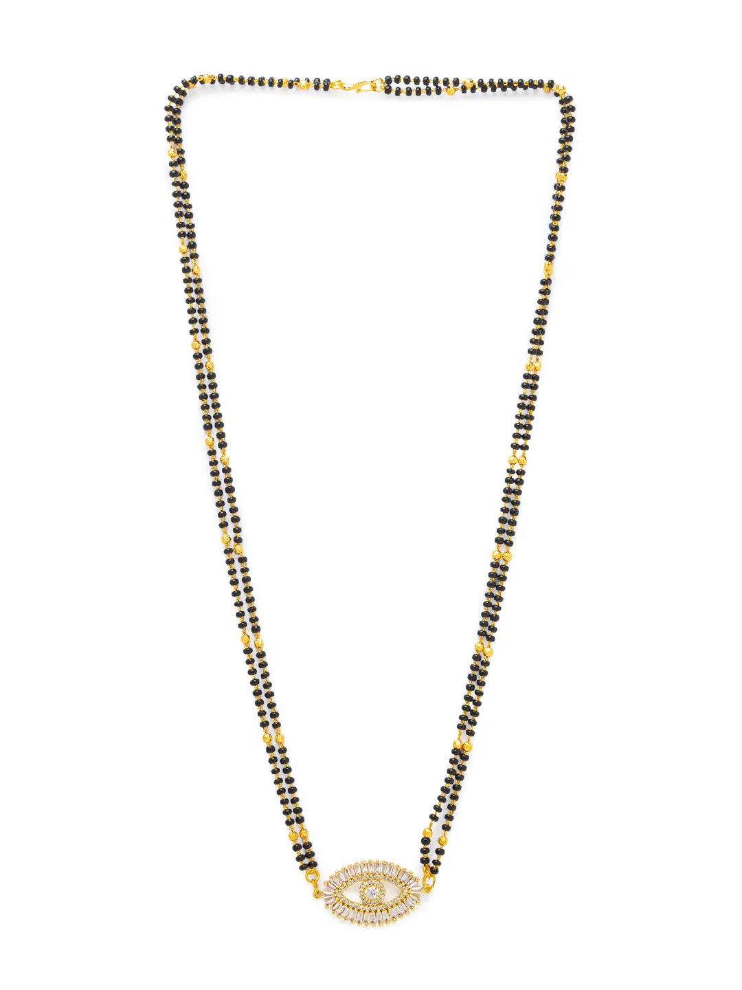 Combo Set of 2 Evil Eye Mangalsutra Designs Gold Plated Americal Diamond Pendant