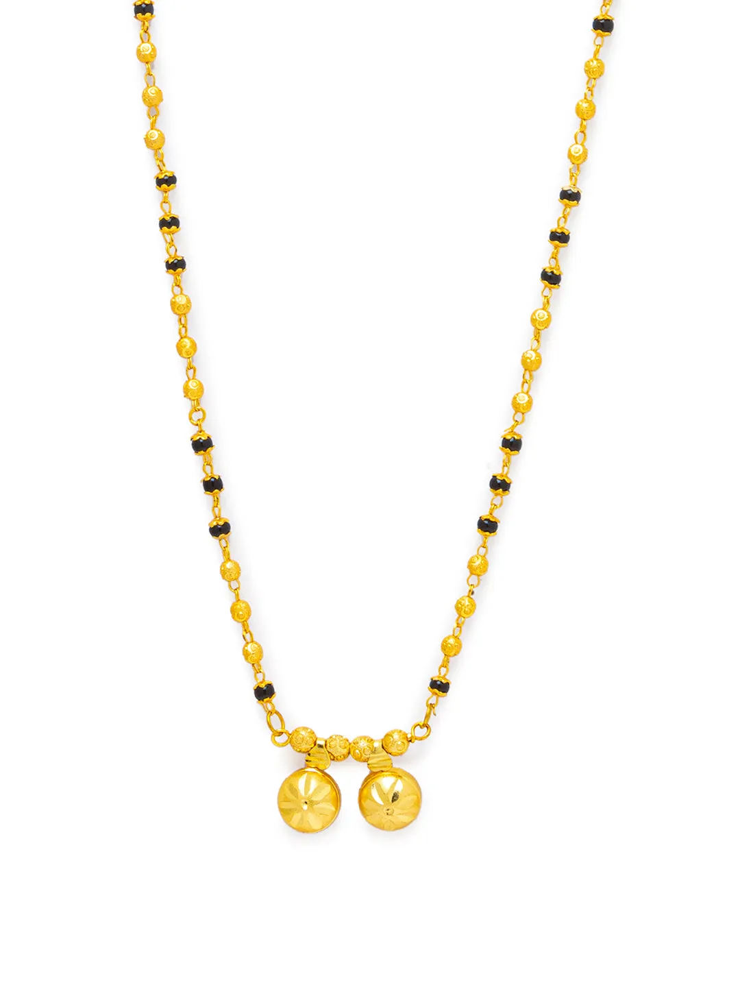 Combo Set of 2 Gold Plated Long Mangalsutra Designs and Short Mangalsutra Designs with Leaf Pendant