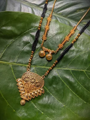 Combo Set of 2 Gold Plated Short Mangalsutra Design and Long Mangalsutra Design Drop Shape Pendant