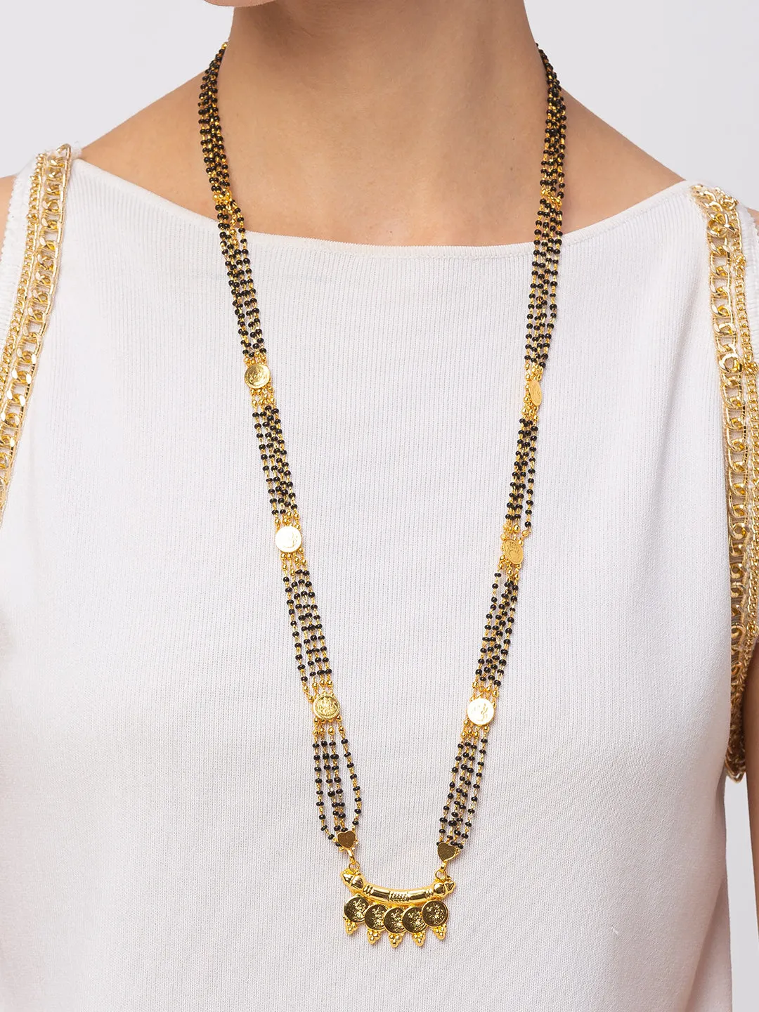 Combo Set of 2 Gold Plated Short Mangalsutra Design and Long Mangalsutra Design Lakshmi Coins Pendant