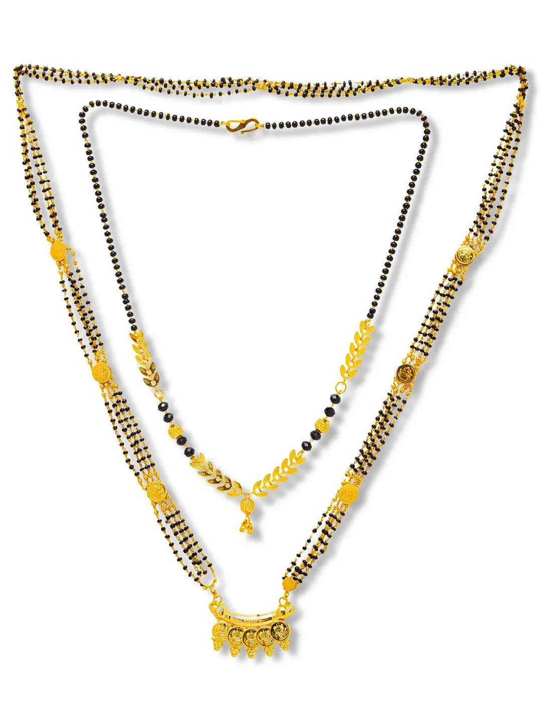 Combo Set of 2 Gold Plated Short Mangalsutra Design and Long Mangalsutra Design Lakshmi Coins Pendant