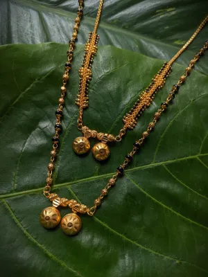 Combo Set of 2 Gold Plated Short Mangalsutra Designs and Long Mangalsutra Designs Ball Shape Pendant
