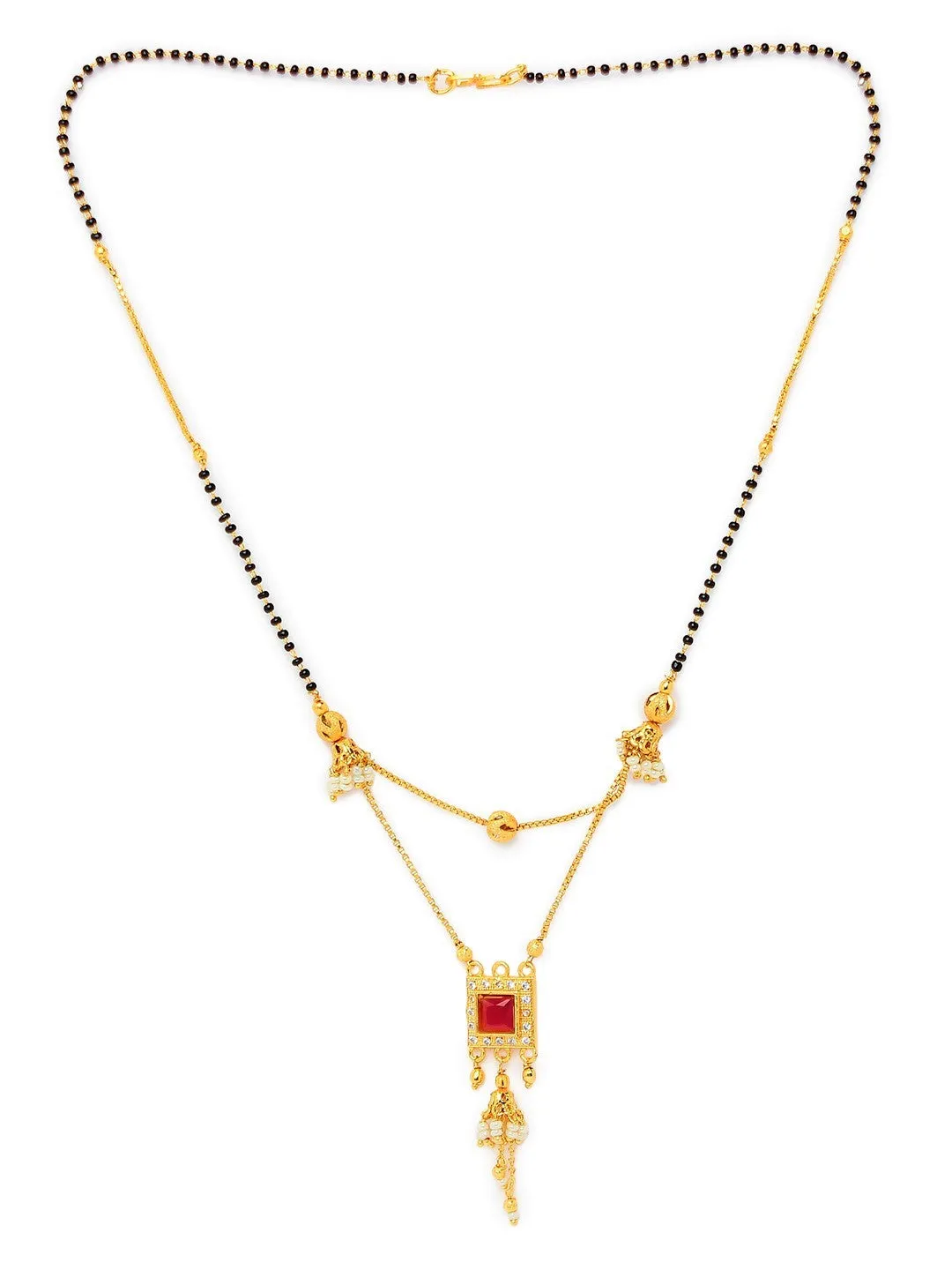 Combo Set of 2 Mangalsutra Designs Gold Plated CZ Layered Pattern  Style Vati Pendant Mangalasutra