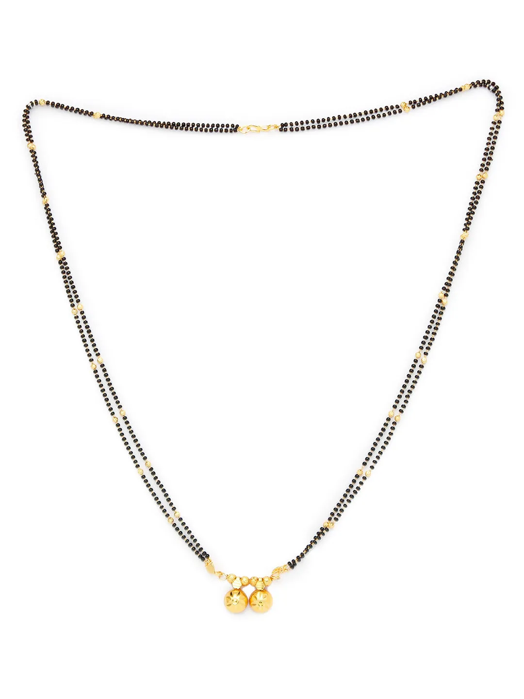 Combo Set of 2 Mangalsutra Designs Gold Plated CZ Layered Pattern/Maharashtrian Style Vati Pendant