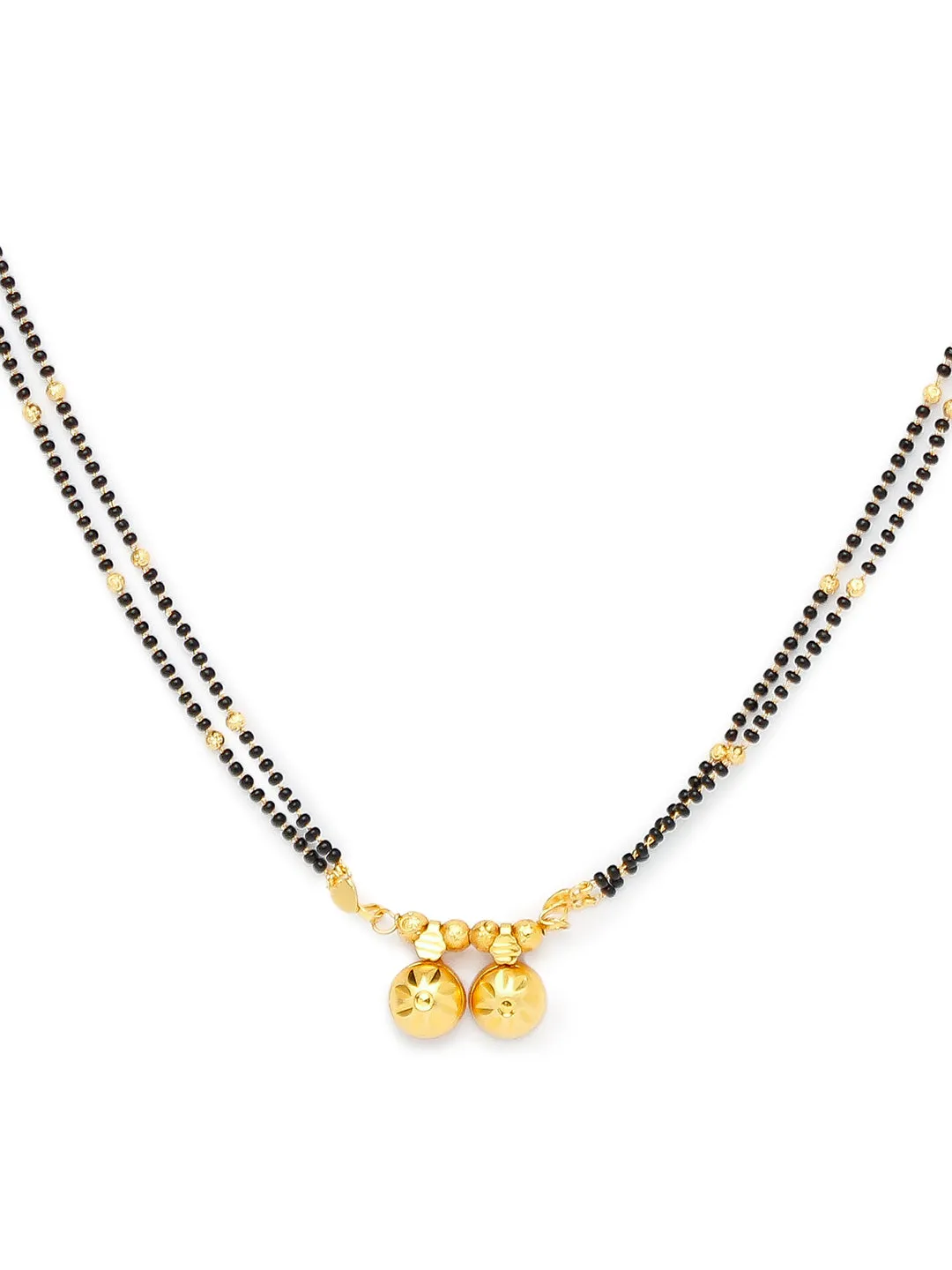Combo Set of 2 Mangalsutra Designs Gold Plated CZ Layered Pattern/Maharashtrian Style Vati Pendant