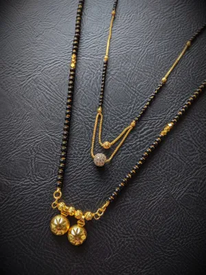 Combo Set of 2 Mangalsutra Designs Gold Plated Layered Pattern/Maharashtrian Style Vati Pendant