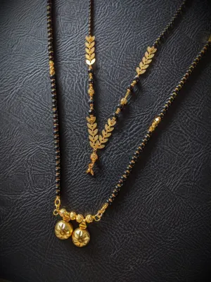 Combo Set of 2 Mangalsutra Designs Gold Plated Leaf Pattern Design/Maharashtrian Style Vati Pendant