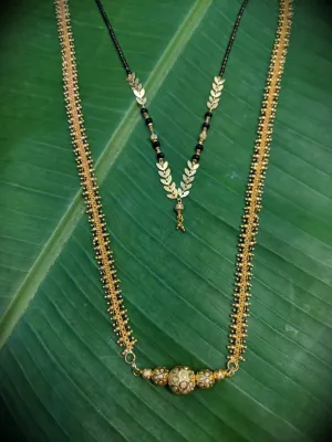 Combo Set of 2 Mangalsutra Designs Gold Plated Leaf Pattern Designs South Indian Style