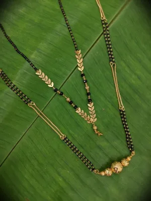 Combo Set of 2 Short Mangalsutra Designs and Long Mangalsutra Designs Gold Plated Ball Shape Pendant