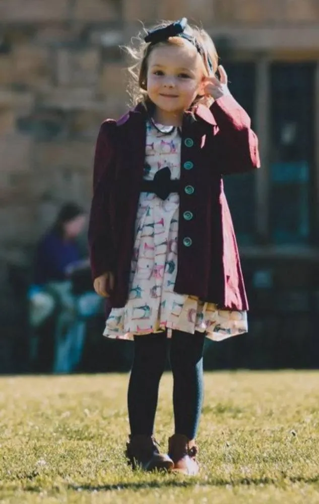 Diana: Burgundy embossed floral coat