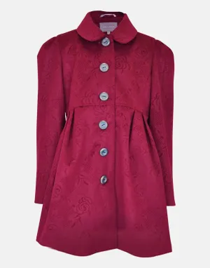 Diana: Burgundy embossed floral coat
