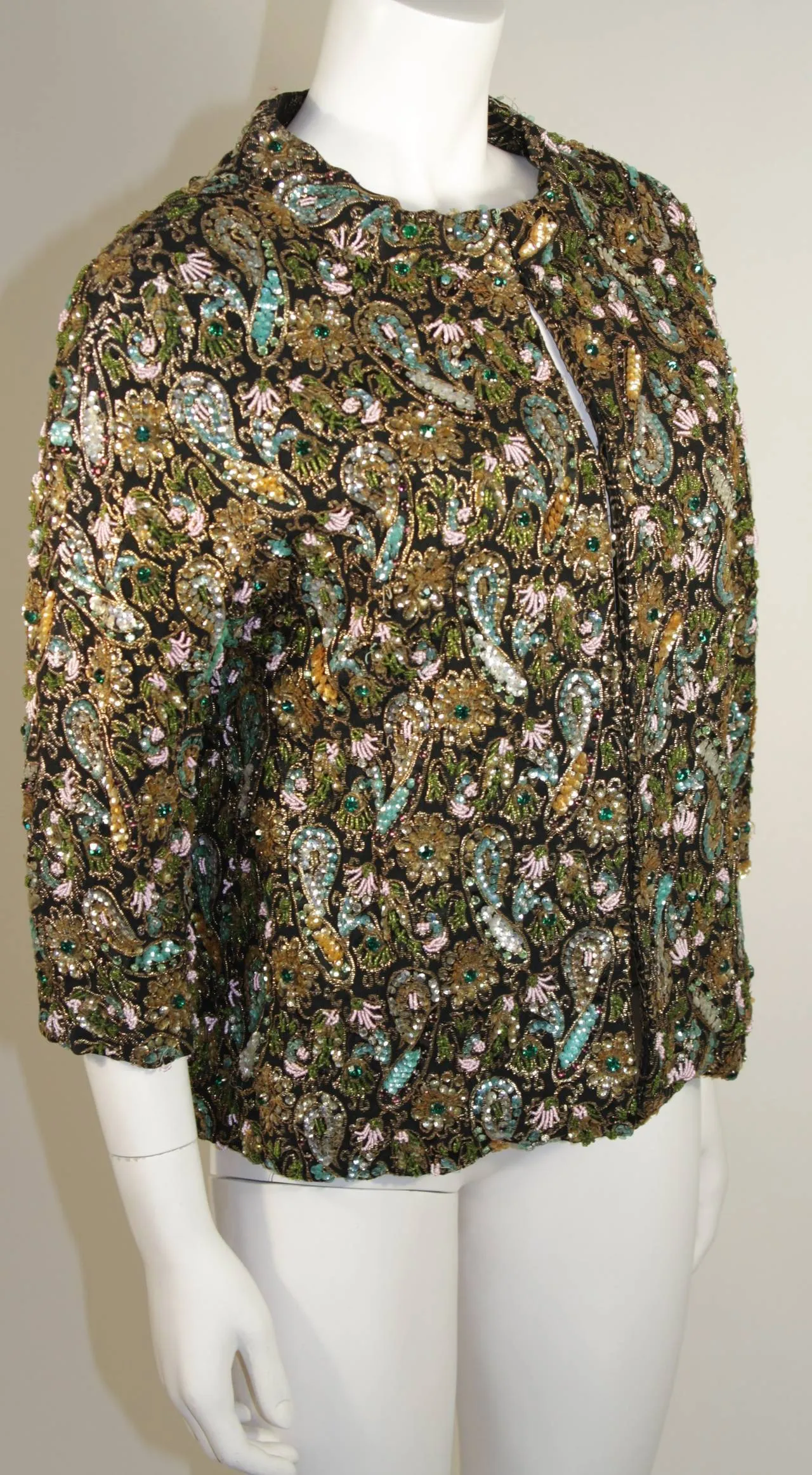 DIANE IMPORTS Hand Beaded Sequin Embroidered Jacket Size Medium