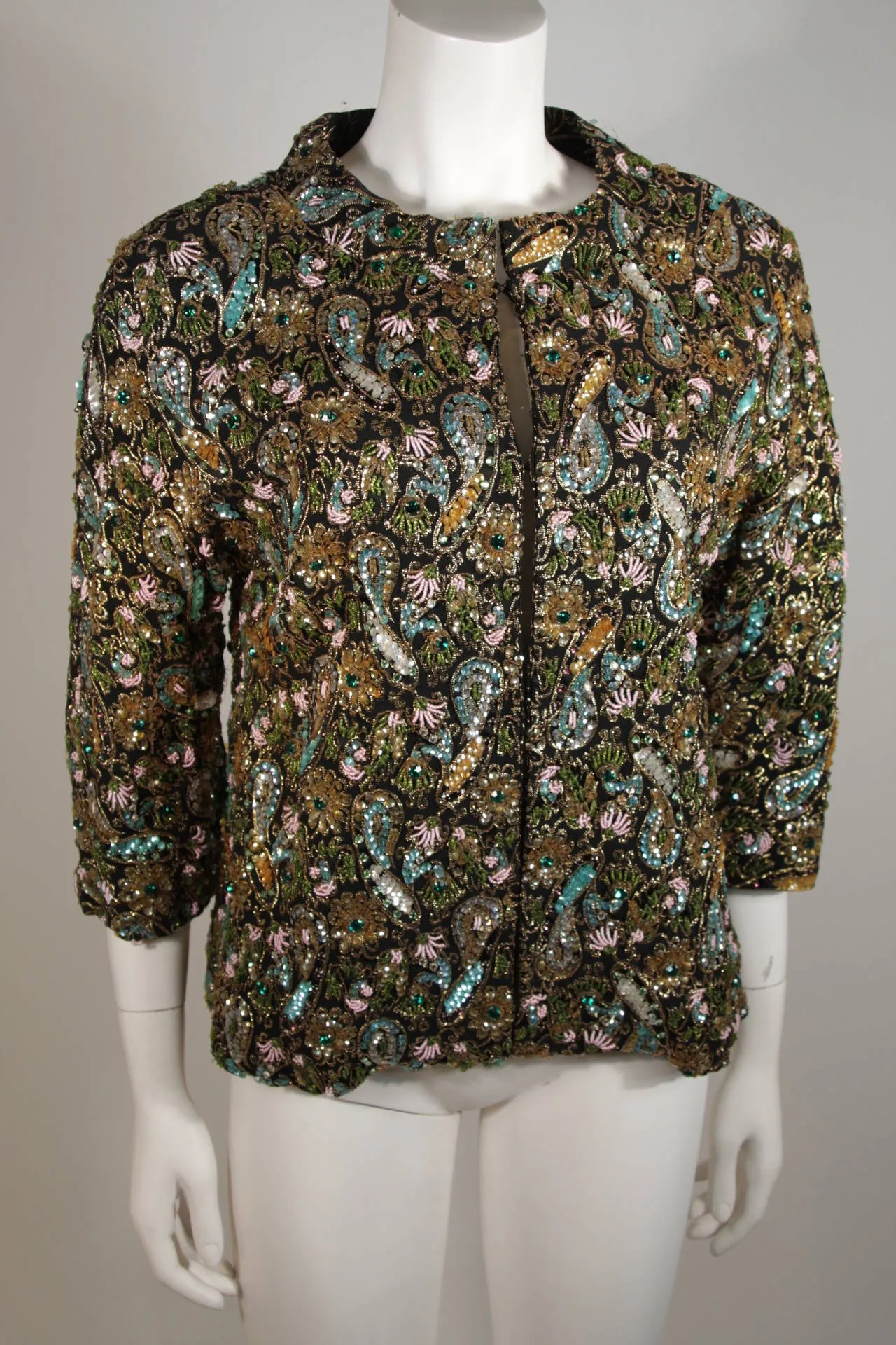 DIANE IMPORTS Hand Beaded Sequin Embroidered Jacket Size Medium