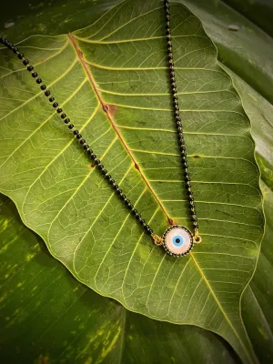 Digital Dress Room Evil Eye Gold Plated Short Mangalsutra मंगलसूत्र Latest Design Tanmaniya/Black Beads New Mangalsutra Designs For Women (17 Inches)