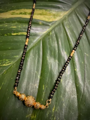 Digital Dress Room One Gram Gold Plated Long Mangalsutra मंगलसूत्र Latest Design Tanmaniya/Long Gold Chain/Black Beads New Mangalsutra Designs For Women (27 Inches)