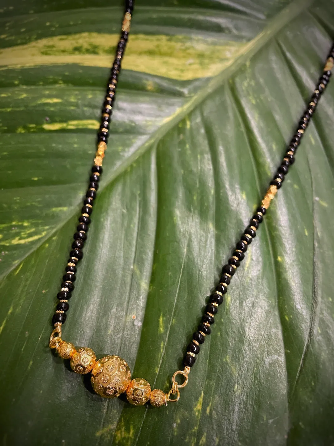 Digital Dress Room One Gram Gold Plated Long Mangalsutra मंगलसूत्र Latest Design Tanmaniya/Long Gold Chain/Black Beads New Mangalsutra Designs For Women (27 Inches)
