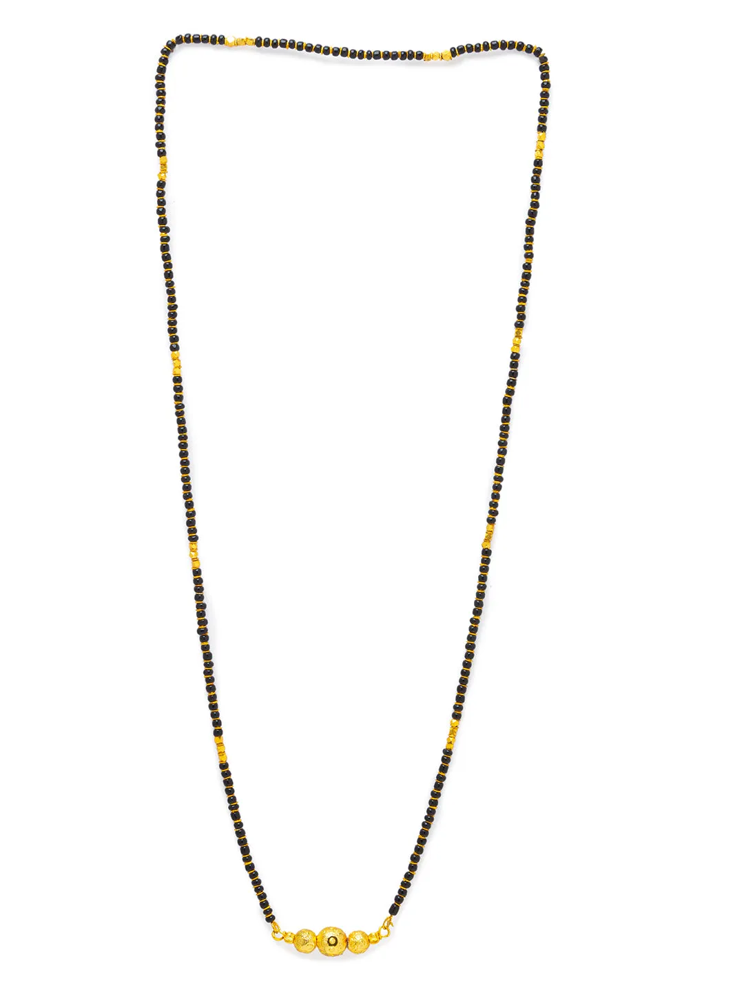 Digital Dress Room One Gram Gold Plated Long Mangalsutra मंगलसूत्र Latest Design Tanmaniya/Long Gold Chain/Black Beads New Mangalsutra Designs For Women (27 Inches)