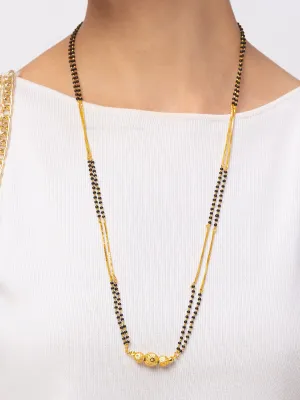 Digital Dress Room One Gram Gold Plated Long Mangalsutra मंगलसूत्र Latest Design Tanmaniya/Long Gold Chain/Black Beads New Mangalsutra Designs For Women (28 Inches)
