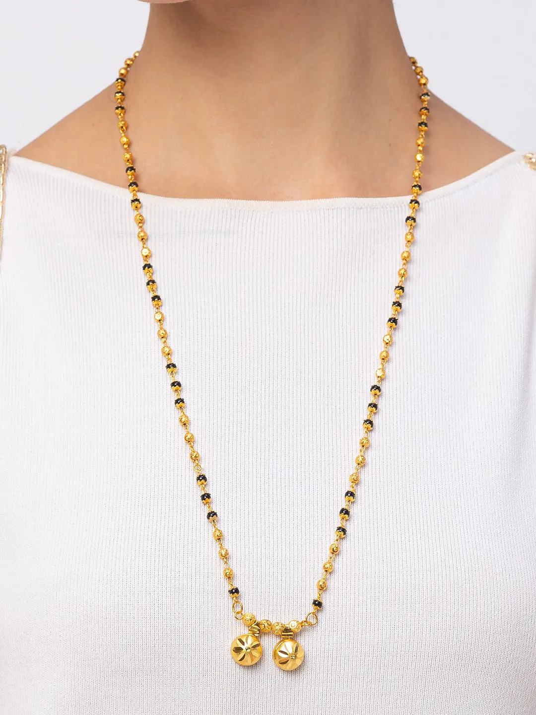 Digital Dress Room One Gram Gold Plated Long Mangalsutra मंगलसूत्र Latest Design Tanmaniya/Long Gold Chain/Black Gold Beads New Mangalsutra Designs For Women (28 Inches)