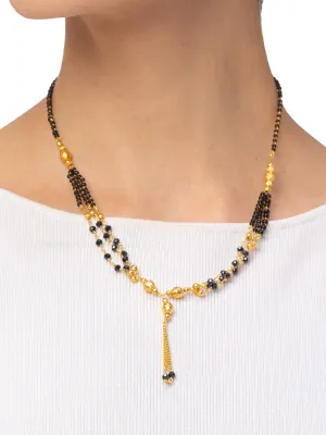 Digital Dress Room One Gram Gold Plated Short Mangalsutra मंगलसूत्र Latest Design Tanmaniya/Black Gold Beads New Mangalsutra Designs For Women (17 Inches)
