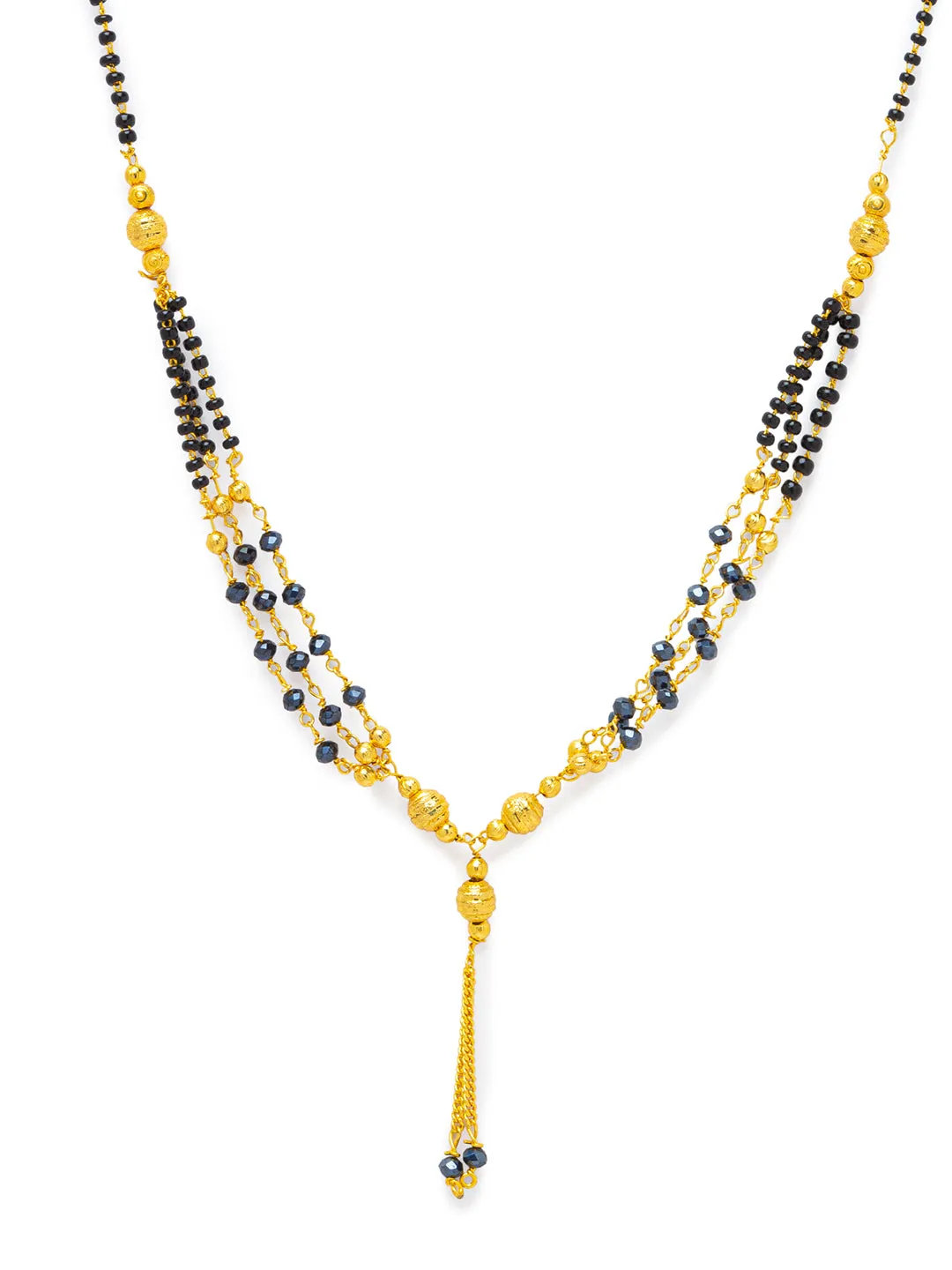 Digital Dress Room One Gram Gold Plated Short Mangalsutra मंगलसूत्र Latest Design Tanmaniya/Black Gold Beads New Mangalsutra Designs For Women (17 Inches)